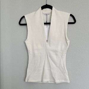 NWT Zara Ribbed V-Neck Cream Sleeveless Top
